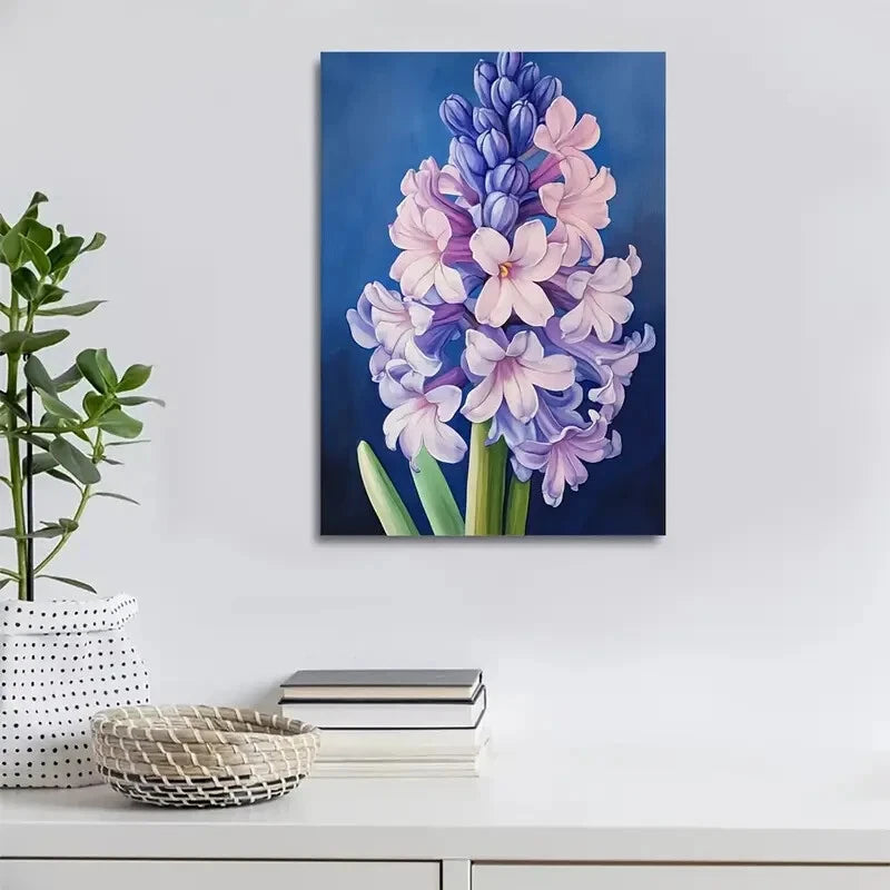 Vibrant Purple & Pink Flowers Painting 40x60cm Metal Print Ready to Hang - Bella Home Decor