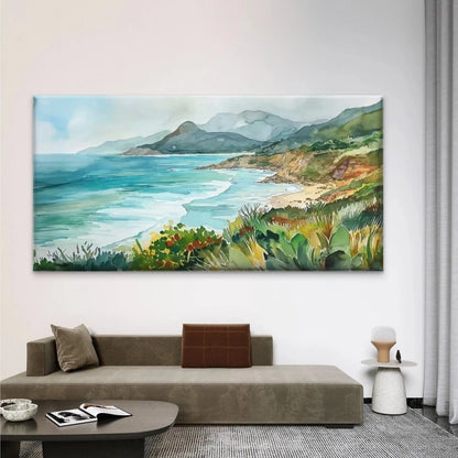White Sand Seascape Wall Art Canvas Office Home Room Framed 120x60cm