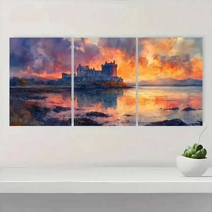 3pcs  Dungaire Castle & Galway Bay  GB  Wall Art Set Canvas Framed 40x60cm - High Quality Print 100% Australian Made Wall Canvas Ready to Hang - Bella Home Decor
