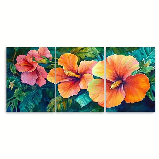 3pcs Nicaragua Art, Tropical Decor, Floral Wall Art Set Canvas Framed 60x90cm - High Quality Print 100% Australian Made Wall Canvas Ready to Hang