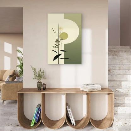 Minimalist Sage Green Botanical and Geometric 40x60cm Metal Print Ready to Hang