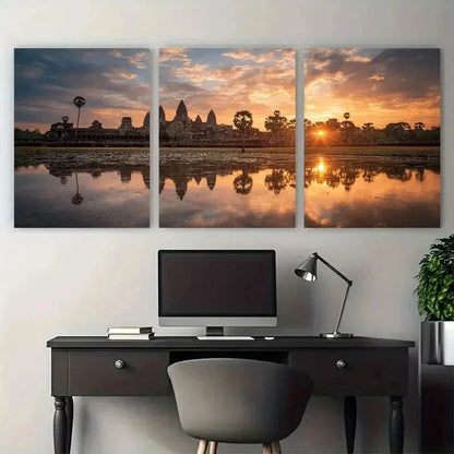 3pcs Southeast Asia Cambodia Travel Perfect Wall Art Set Canvas Framed 50x70cm - High Quality Print 100% Australian Made Wall Canvas Ready to Hang