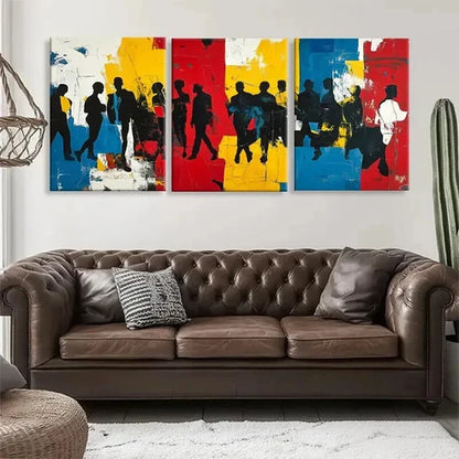 3pcs Dynamic Silhouette Abstract Vibrant Perfect Wall Art Canvas Unframed - High Quality Print 100% Australian Made Wall Canvas - Bella Home Decor