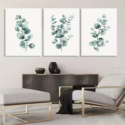 3pcs Green Plant Hanging Eucalyptus Decor   Wall Art Set Canvas Framed 40x60cm - High Quality Print 100% Australian Made Wall Canvas Ready to Hang - Bella Home Decor