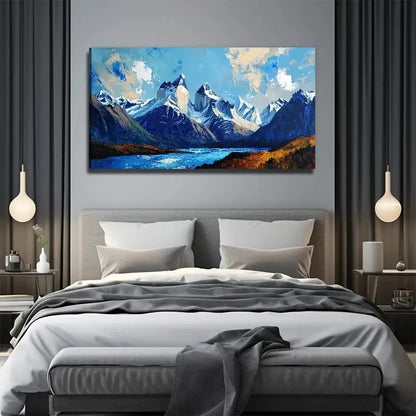 Snowy Mountain Nature Landscape Wall Art Canvas Office Home Room Framed 120x60cm