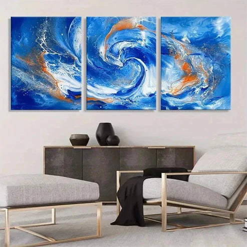 3pcs Abstract Ocean Wave Swirl Fluid Perfect Art Set Canvas Unframed - High Quality Print 100% Australian Made Wall Canvas - Bella Home Decor