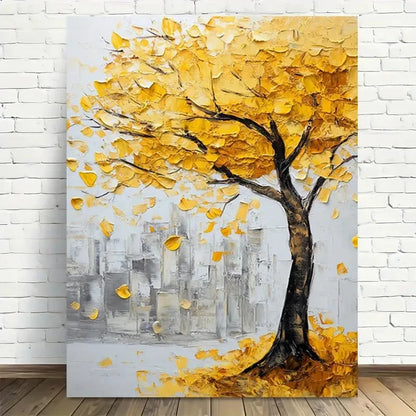 Beautiful Autumn Tree Abstract Painting 40x60cm Metal Print Ready to Hang