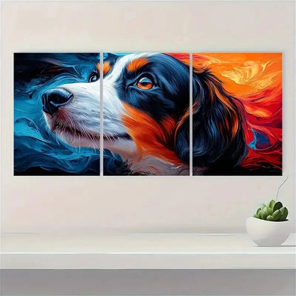 3pcs Blue Orange Black White Brown Dog Metal Print Ready to Hang Art - Bella Home Decor