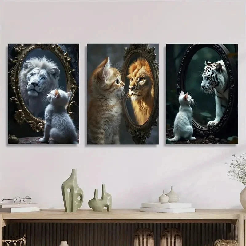 3pcs Powerful Inner World Animal Metal Print Ready to Hang Art - Bella Home Decor