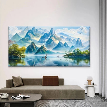 Mountains & Lakes Landscape Wall Art Canvas Office Home Room Framed 120x60cm
