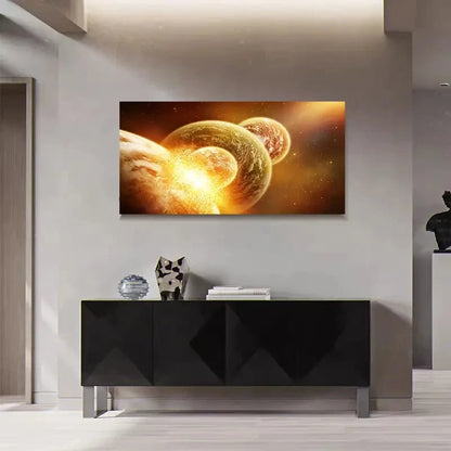 Stunning Cosmic Planet & Stars Wall Art Canvas Office Home Room Framed 120x60cm