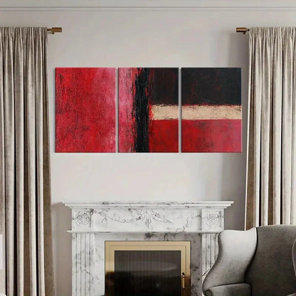 3pcs Triptych Of Red, White, And Black Design Wall Art Set Canvas Framed 40x60cm - High Quality Print 100% Australian Made Wall Canvas Ready to Hang