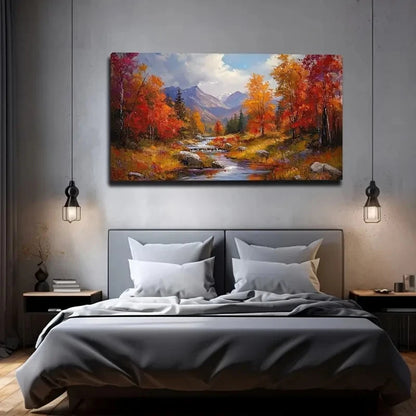 Red Maple Forest Creation Wall Art Canvas Office Home Room Framed 120x60cm