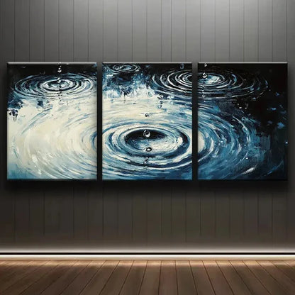 3pcs Raindrops on Water Dark Alone Perfect Wall Art Set Canvas Unframed - High Quality Print 100% Australian Made Wall Canvas