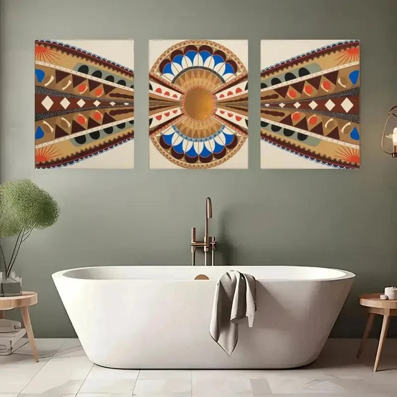 3pcs Geometric Patterns Colorful Wall Art Set Canvas Framed 60x90cm - High Quality Print 100% Australian Made Wall Canvas Ready to Hang - Bella Home Decor