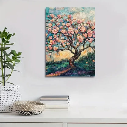 Vibrant Peach Tree Forest with Lush Foliage 40x60cm Metal Print Ready to Hang - Bella Home Decor