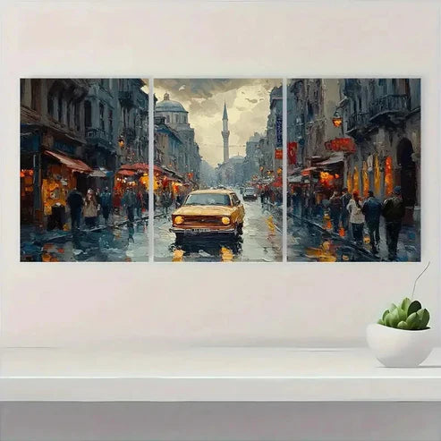 3pcs Vibrant Cityscape Design fd  Wall Art Set Canvas Unframed - High Quality Print 100% Australian Made Wall Canvas