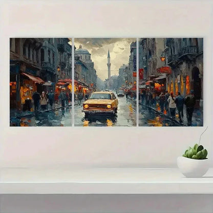 3pcs Vibrant Cityscape Design fd  Wall Art Set Canvas Unframed - High Quality Print 100% Australian Made Wall Canvas