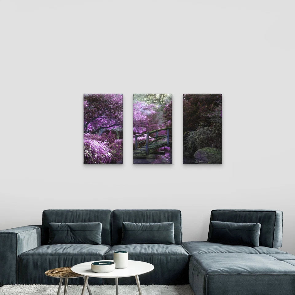 3pcs Purple Japanese Garden Forest Wall Art Set Canvas Framed 40x60cm - High Quality Print 100% Australian Made Wall Canvas Ready to Hang (Copy)