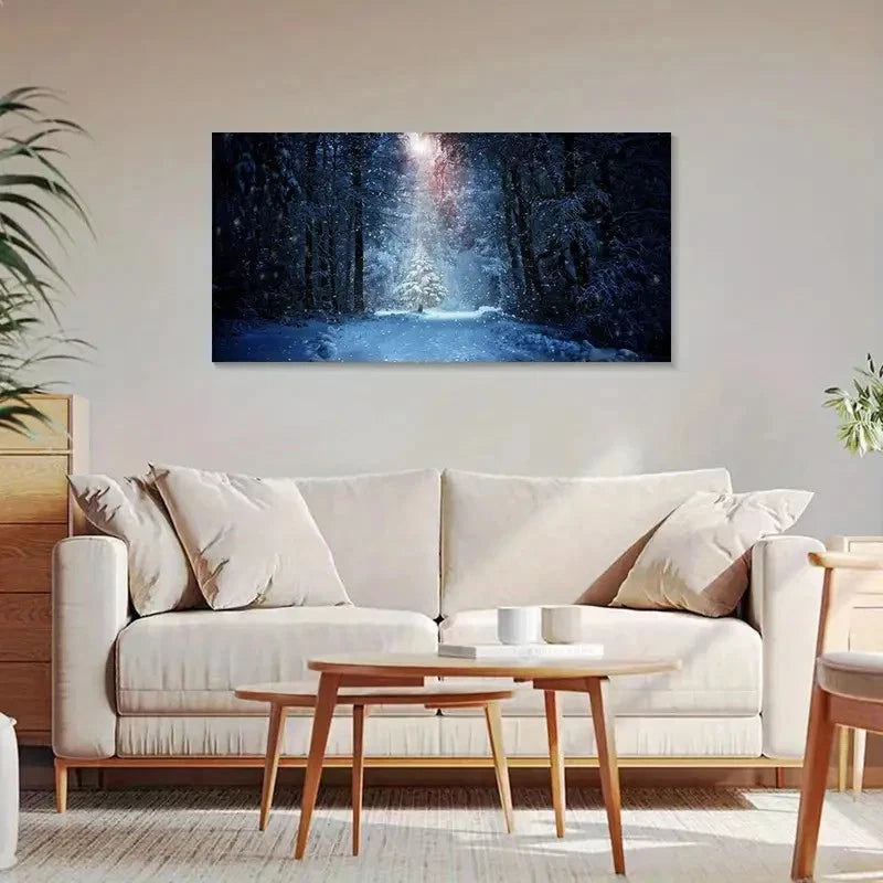 Charming Snowy Forest Décor Wall Art Canvas Office Home Room Framed 120x60cm - Bella Home Decor