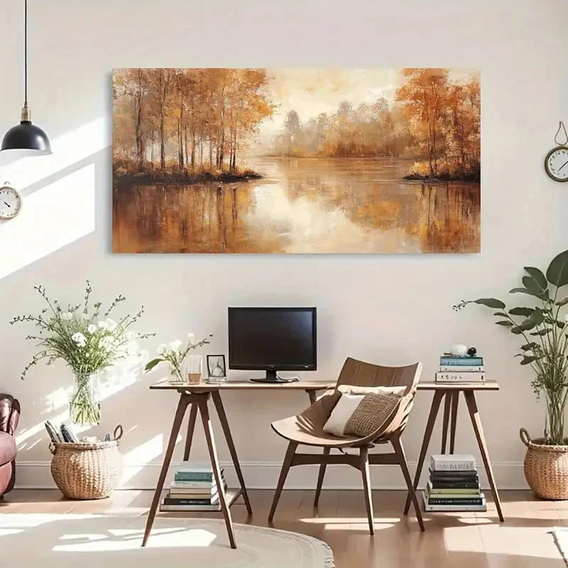 Warm Fall Foliage Scenery Wall Art Canvas Office Home Room Framed 120x60cm - Bella Home Decor