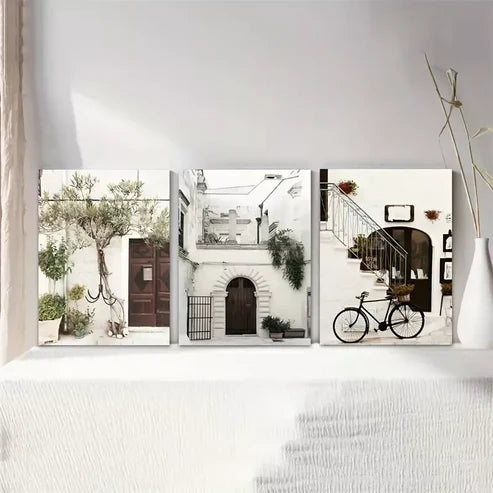 3pcs Italy Cityscape Oil Painting Canvas Framed 60x90cm - High Quality Print 100% Australian Made Wall Canvas Ready to Hang