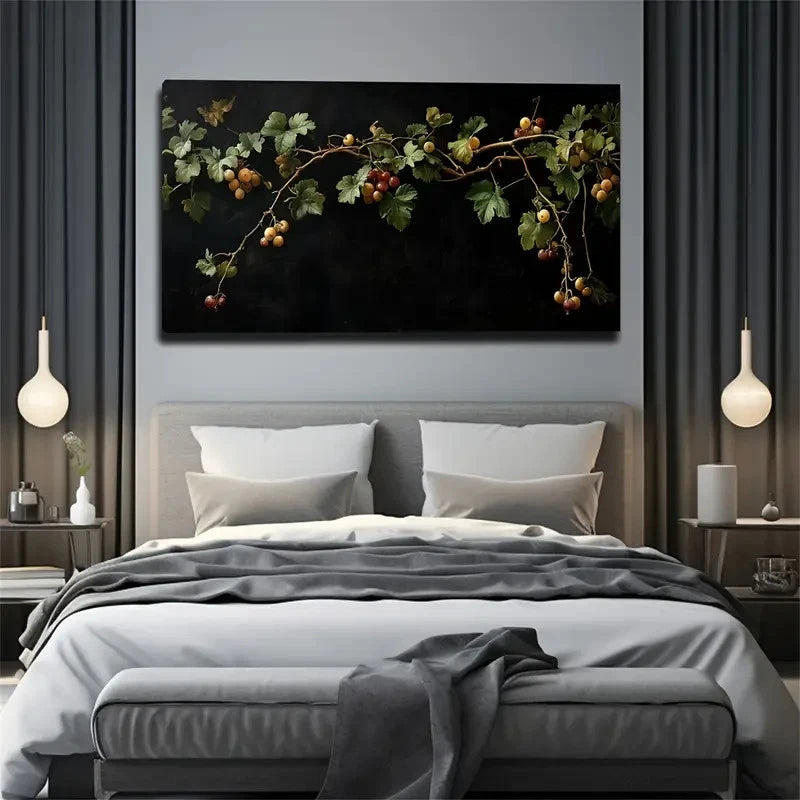 Vibrant Green Leaves Branch Wall Art Canvas Office Home Room Framed 120x60cm