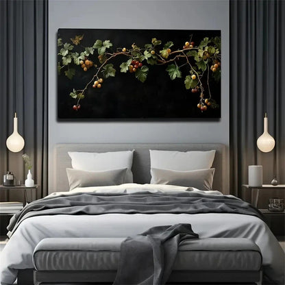 Vibrant Green Leaves Branch Wall Art Canvas Office Home Room Framed 120x60cm