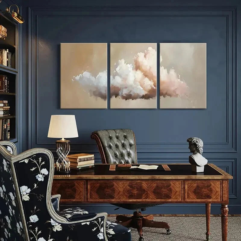 3pcs Abstract Cloudscape Art Soft Pastel Metal Print Ready to Hang Art - Bella Home Decor
