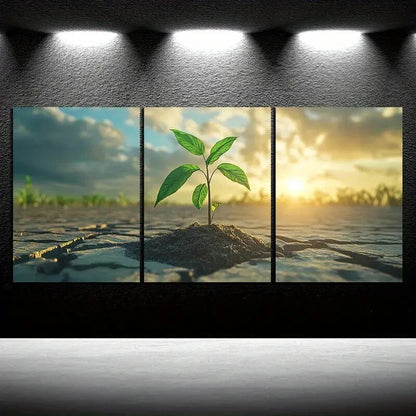 3pcs A Plant with Great Vitality Green Leaves Metal Print Ready to Hang Art - Bella Home Decor