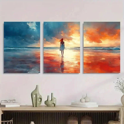 3pcs Romantic Art Ocean Beach Stranger Perfect Wall Art Set Canvas Framed 50x70cm - High Quality Print 100% Australian Made Wall Canvas Ready to Hang