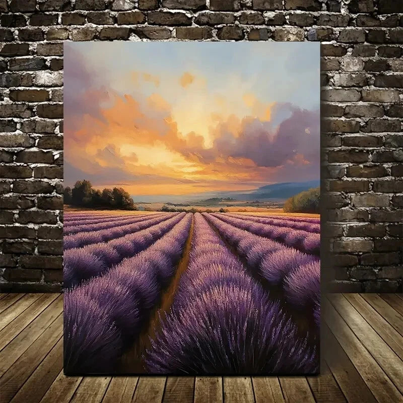Serene Purple Lavender Rows Under Vibrant Sky 40x60cm Metal Print Ready to Hang - Bella Home Decor
