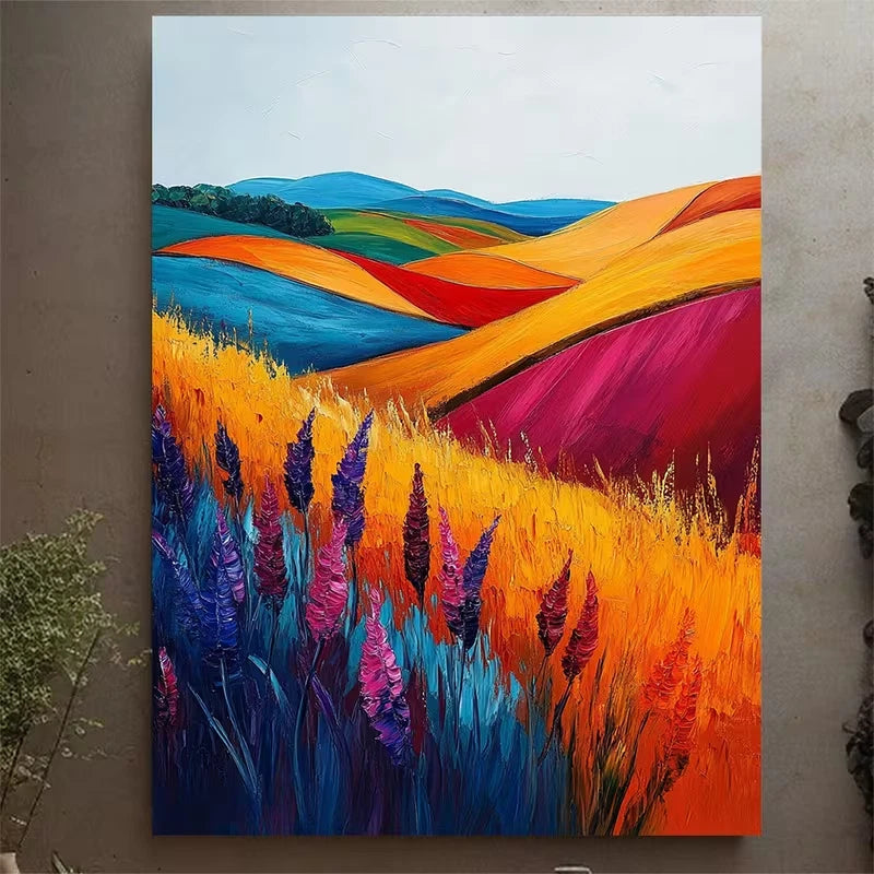 Vibrant Fields Sky Contemporary Landscape Metal Print Ready to Hang