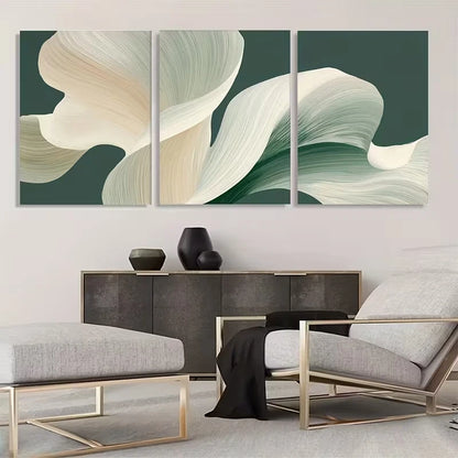 3pcs Rice Green Triptych Abstract Paintings  Wall Art Set Canvas Framed 40x60cm - High Quality Print 100% Australian Made Wall Canvas Ready to Hang