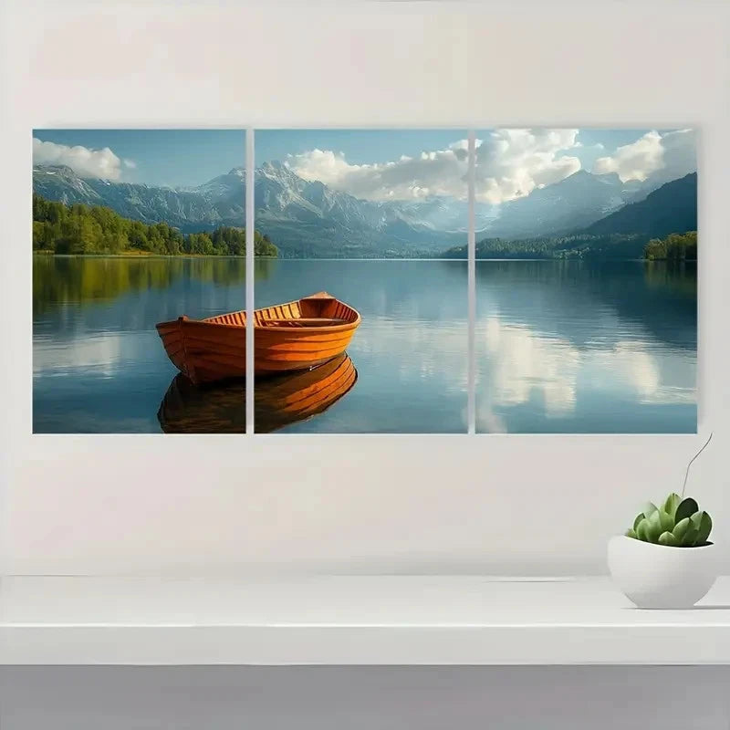 3pcs  Serene Mountain & Lake Scenery  LS   Wall Art Set Canvas Framed 60x90cm - High Quality Print 100% Australian Made Wall Canvas Ready to Hang - Bella Home Decor