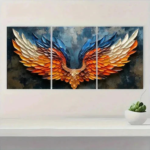 3pcs Huge Textured Wings Wall Art Canvas Unframed - High Quality Print 100% Australian Made Wall Canvas - Bella Home Decor