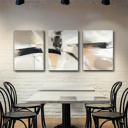 3pcs Black & Beige Brushstroke Design Perfect Wall Art Canvas Unframed - High Quality Print 100% Australian Made Wall Canvas - Bella Home Decor