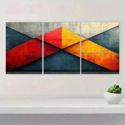 3pcs Modern Abstract Geometric Painting Metal Print Ready to Hang Art - Bella Home Decor