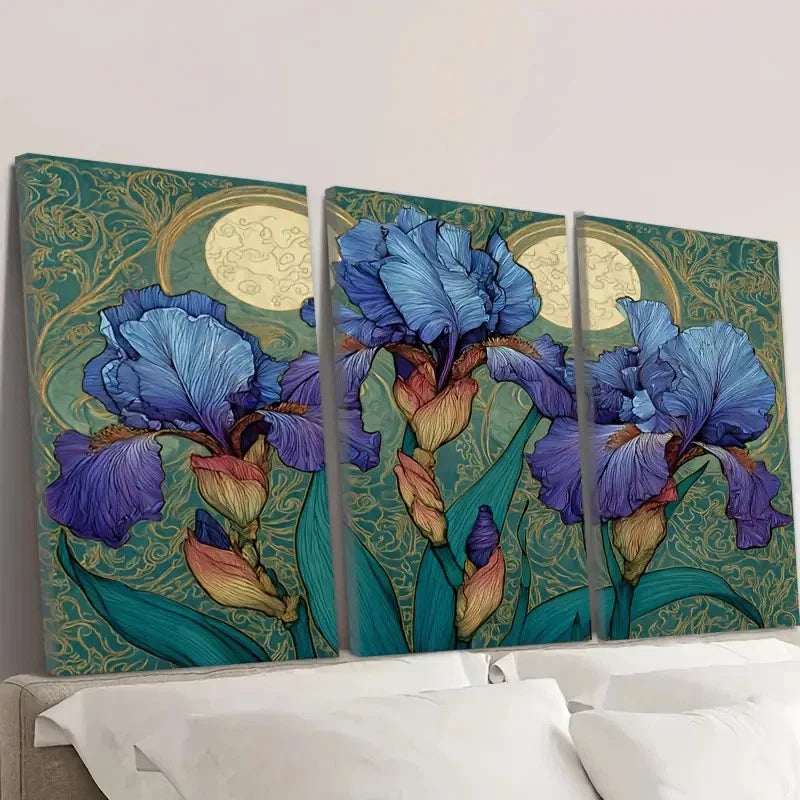 3pcs Elegarta Design Art Nouveau Mucha Wall Art Set Canvas Framed 50x70cm - High Quality Print 100% Australian Made Wall Canvas Ready to Hang