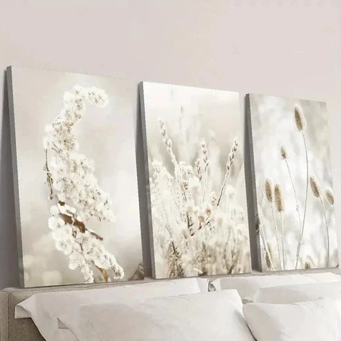 3pcs Neutral Botanical Floral Wall Art Canvas Unframed - High Quality Print 100% Australian Made Wall Canvas
