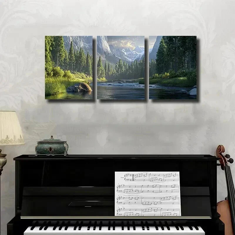 3pcs Mountain Stream Triptych Decor Wall Art Canvas Unframed - High Quality Print 100% Australian Made Wall Canvas
