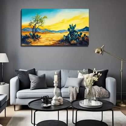 Cactus Desert Texture Perfect Wall Art Canvas Office Home Room Framed 120x60cm