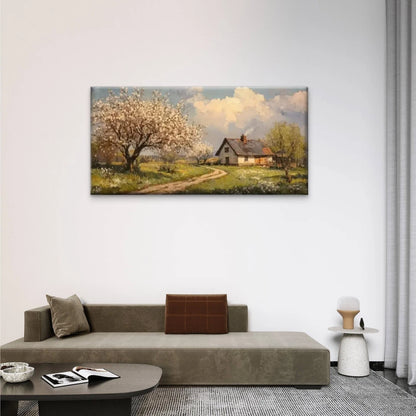 Country Road Houses Nature Wall Art Canvas Office Home Room Framed 120x60cm