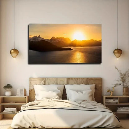Fierce Sun Alpine Lake Lucky Wall Art Canvas Office Home Room Framed 120x60cm - Bella Home Decor