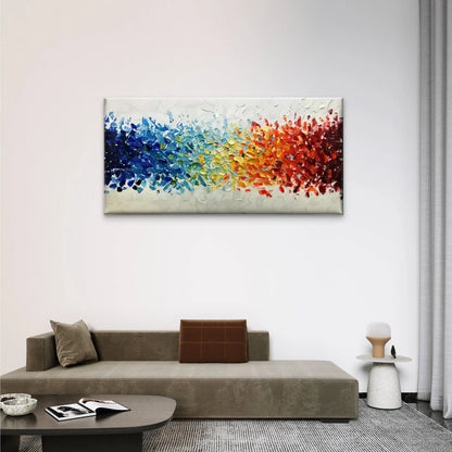 Colorful Flowers White Abstract Wall Art Canvas Office Home Room Framed 120x60cm