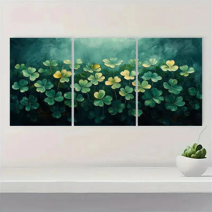3pcs Clover Oil Painting Shamrocks SC   Wall Art Set Canvas Framed 60x90cm - High Quality Print 100% Australian Made Wall Canvas Ready to Hang - Bella Home Decor