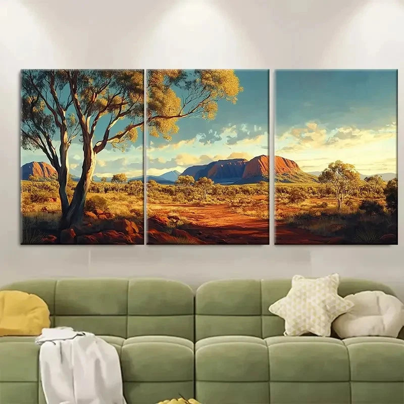 3pcs Outback Scenic Landscape Australia Wall Art Set Canvas Framed 50x70cm - High Quality Print 100% Australian Made Wall Canvas Ready to Hang