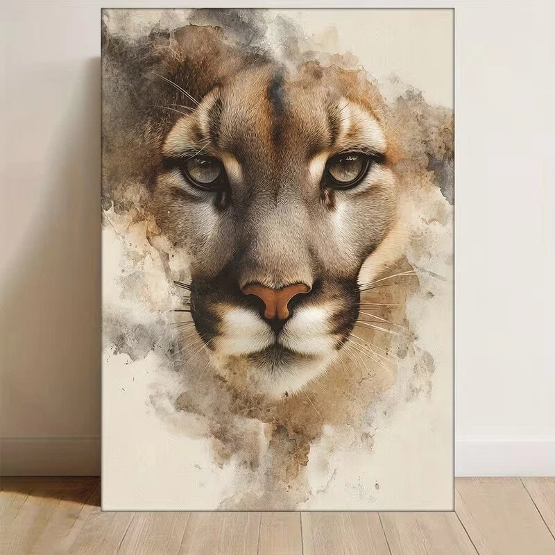 Mountain Lion Face Metal Print Ready to Hang