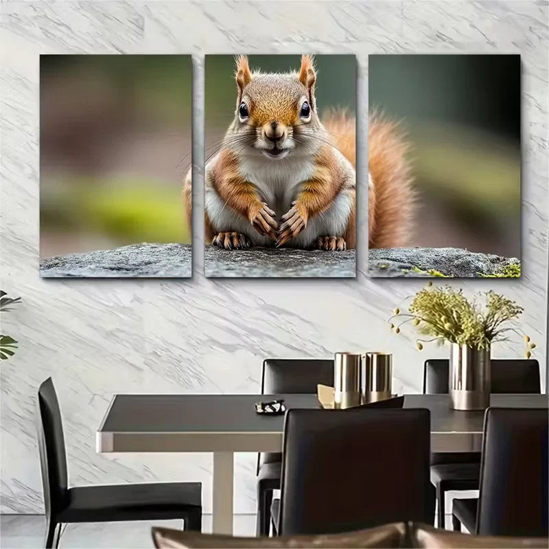 3pcs Curious Eurasian Red Squirrel Metal Print Ready to Hang Art - Bella Home Decor