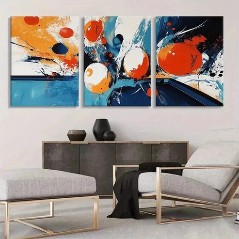 3pcs Modern Abstract Color Orange Blue Perfect Wall Art Canvas Unframed - High Quality Print 100% Australian Made Wall Canvas